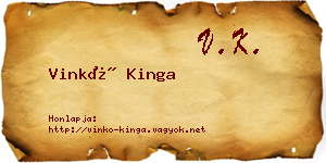 Vinkó Kinga névjegykártya